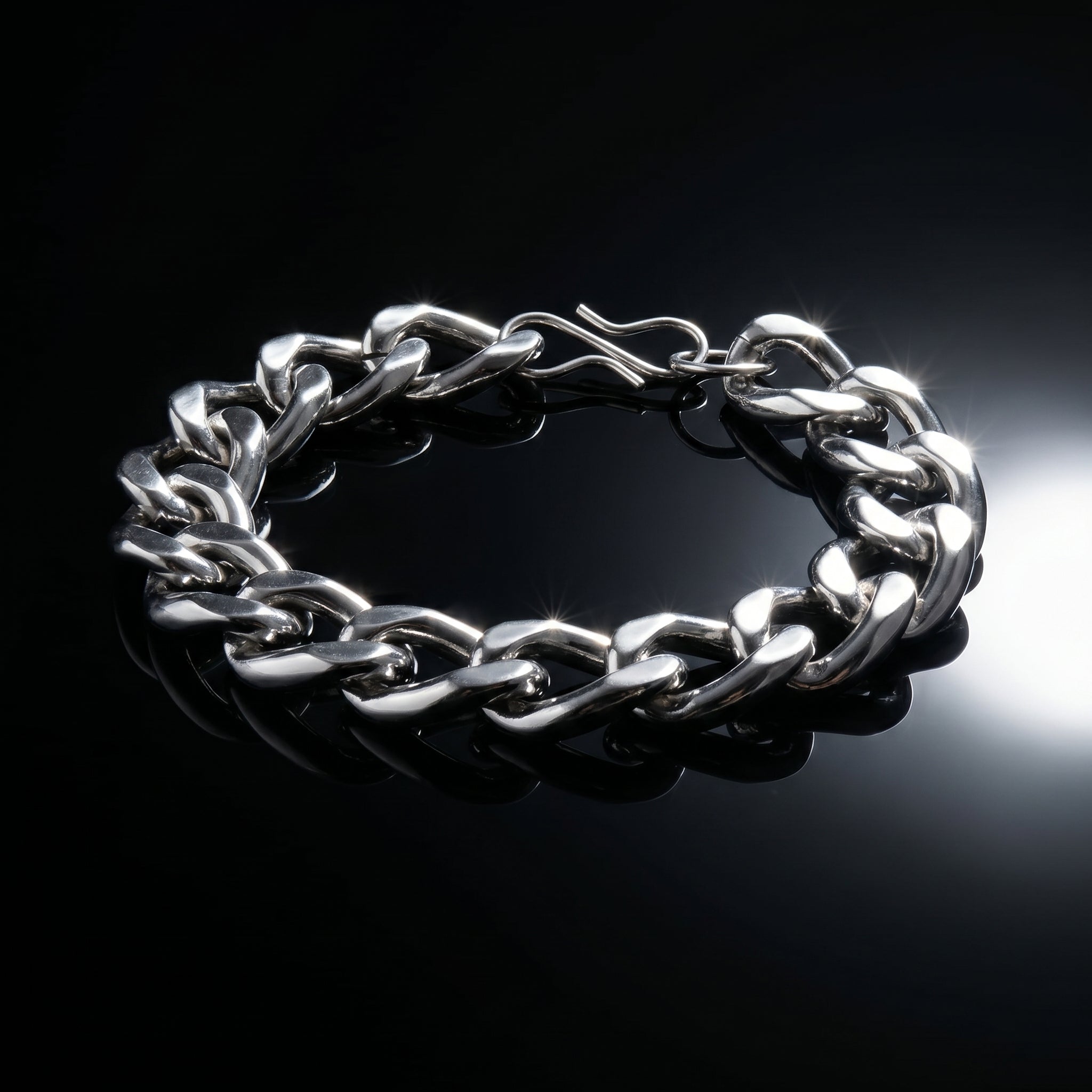 Aurev MEN Stainless Steel Silver Chain Bracelet for Men | 14mm Width | 21.5cm Length | Premium Cuban Link Design