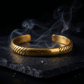 Men’s Gold-Tone Textured Kada Bracelet (Open Cuff Style)