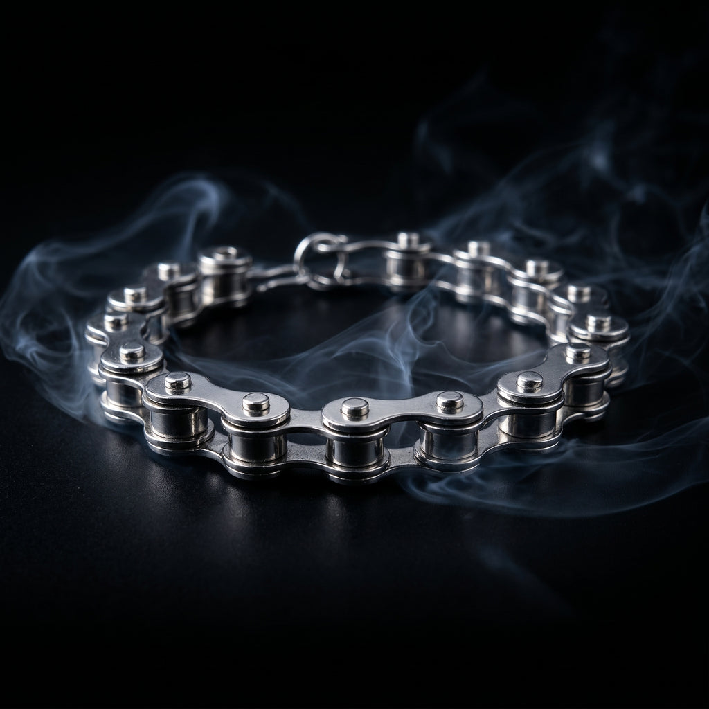 Aurev MEN Heavy Duty Bike Chain Bracelet – Stainless Steel Rugged Link Wrist Band for Men, 8.5 Inch Length and 10mm Width