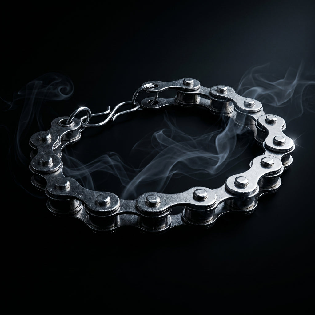 Aurev MEN Heavy Duty Bike Chain Bracelet – Stainless Steel Rugged Link Wrist Band for Men, 8.5 Inch Length and 10mm Width