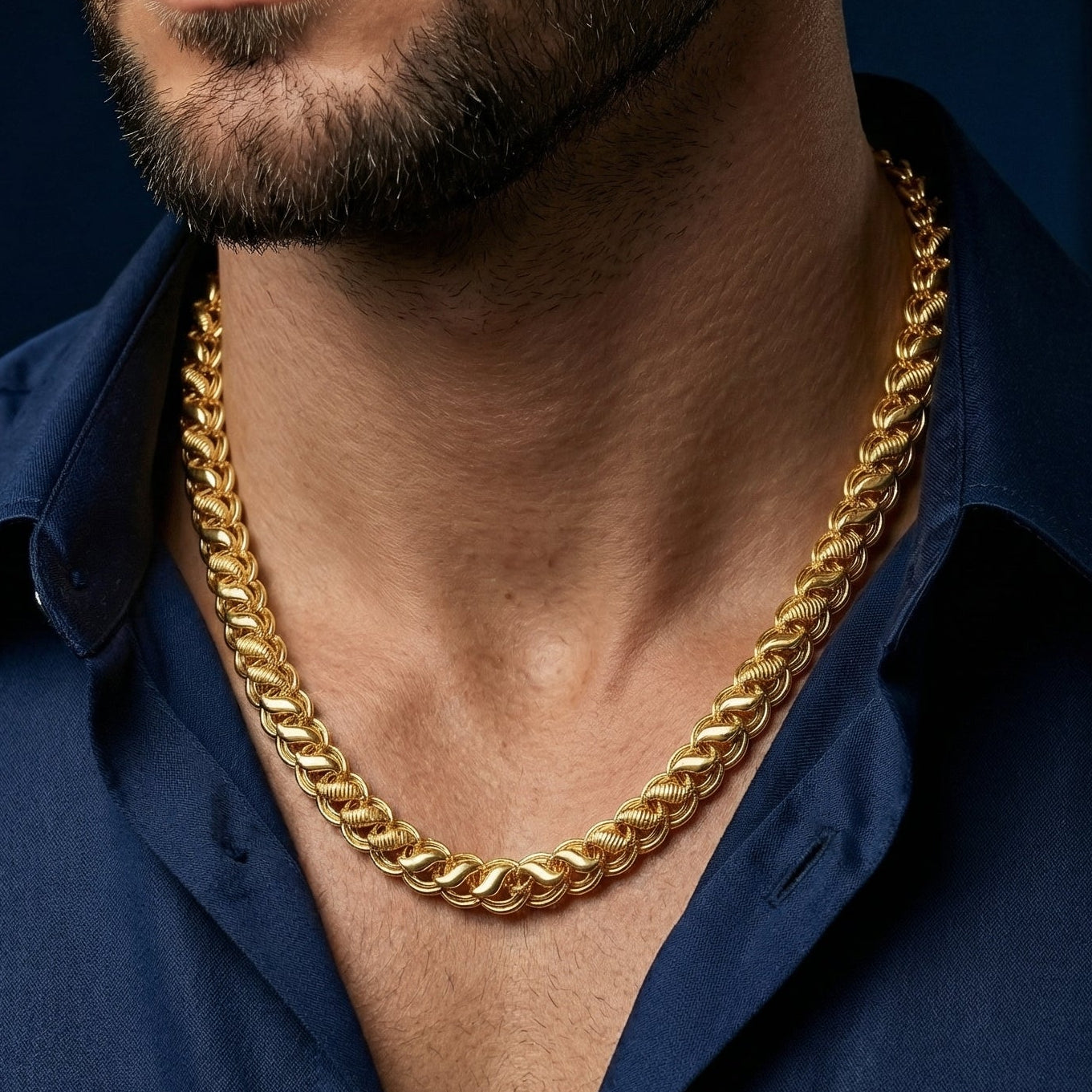 Gold Plated Stylish Golden Chain Necklace For Men, 9 mm Thickness (Width) & 20 inch Length