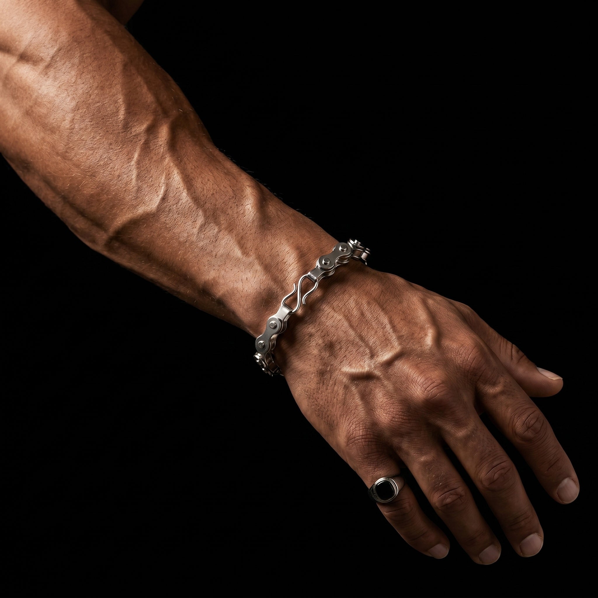 Aurev MEN Heavy Duty Bike Chain Bracelet – Stainless Steel Rugged Link Wrist Band for Men, 8.5 Inch Length and 10mm Width