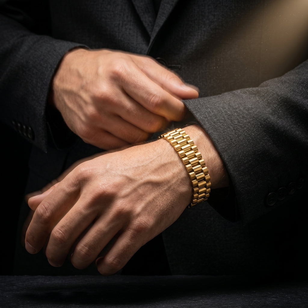 Aurev MEN Premium Gold-Tone Stainless Steel Link Bracelet for Men