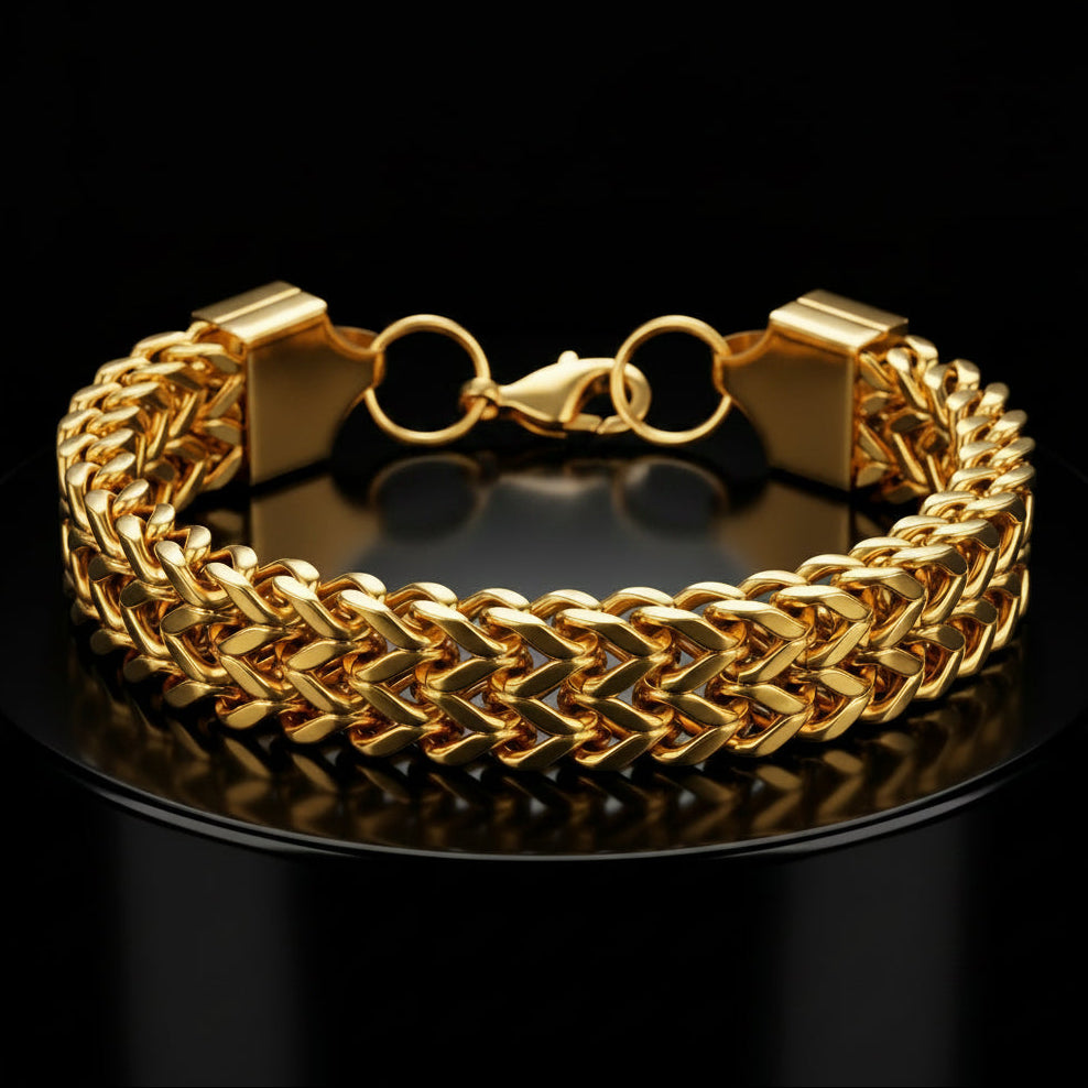 Royal Weave Gold-Tone Bracelet, Length 9 inch | Width 12 mm | Weight 45 gram