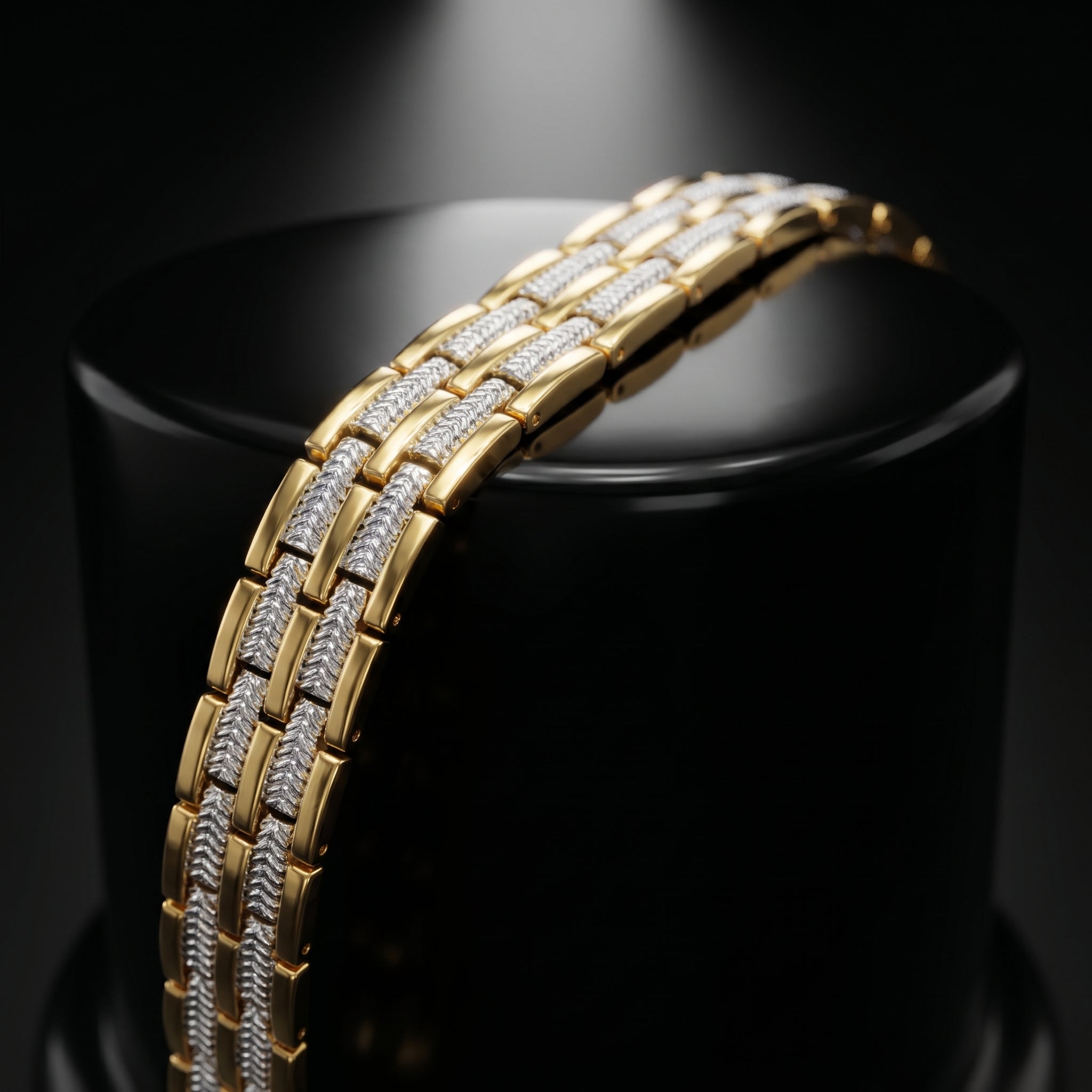 Luxury Dual-Tone Gold & Silver Link Bracelet for Men, Length 8.5 inch | Width 12 mm