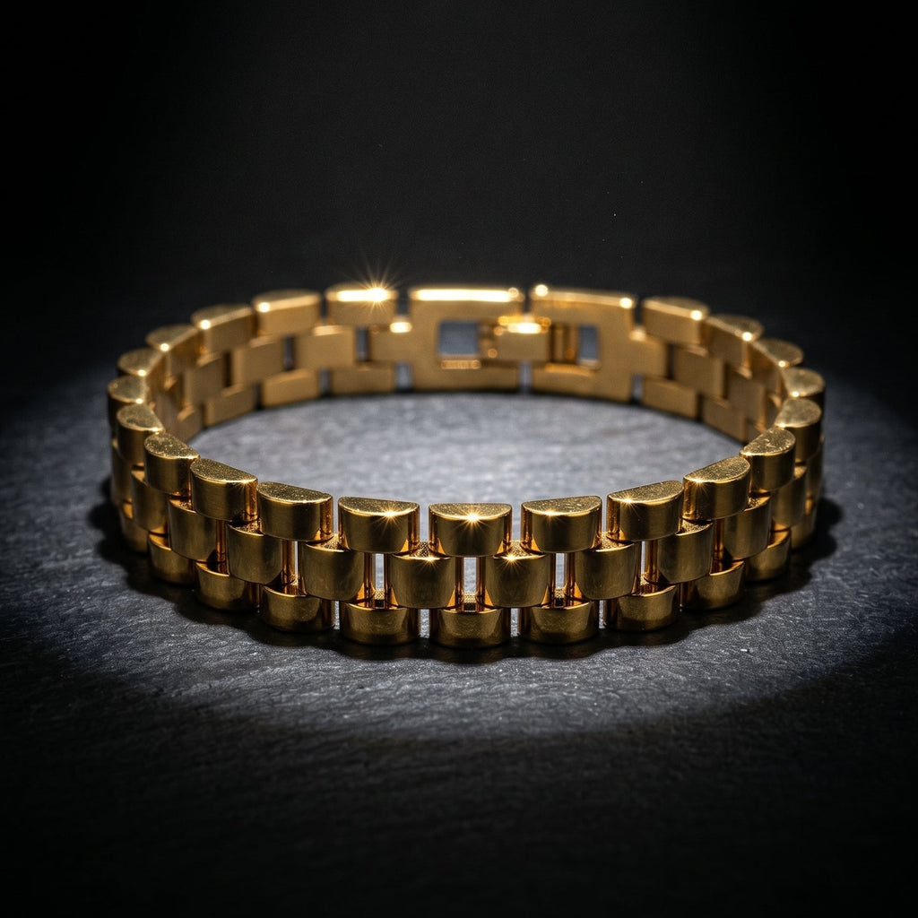 Aurev MEN Premium Gold-Tone Stainless Steel Link Bracelet for Men