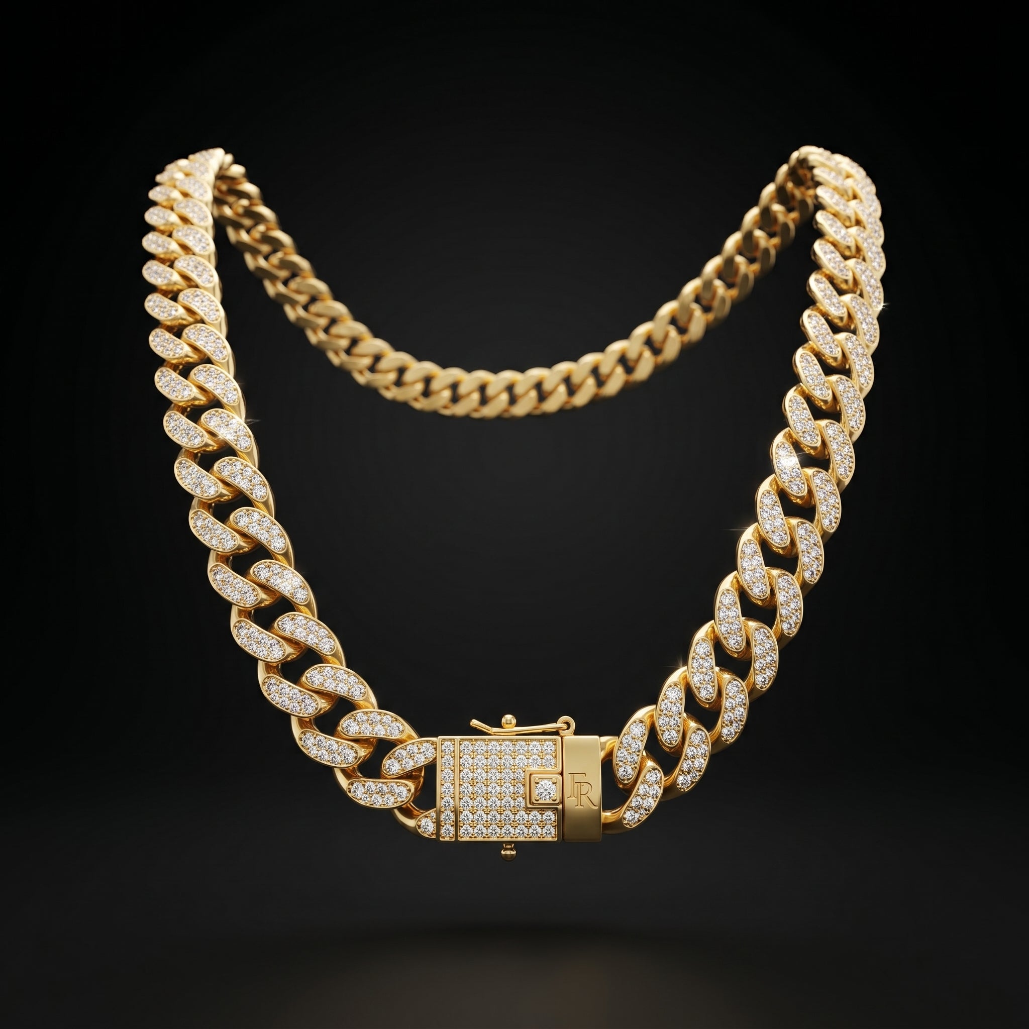 AUREV MEN Iced Cuban Link Necklace – Premium Gold-Plated Statement Chain for Men, Length 20 Inch and width 14 mm