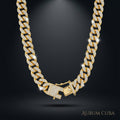 AUREV MEN Iced Cuban Link Necklace – Premium Gold-Plated Statement Chain for Men, Length 20 Inch and width 14 mm