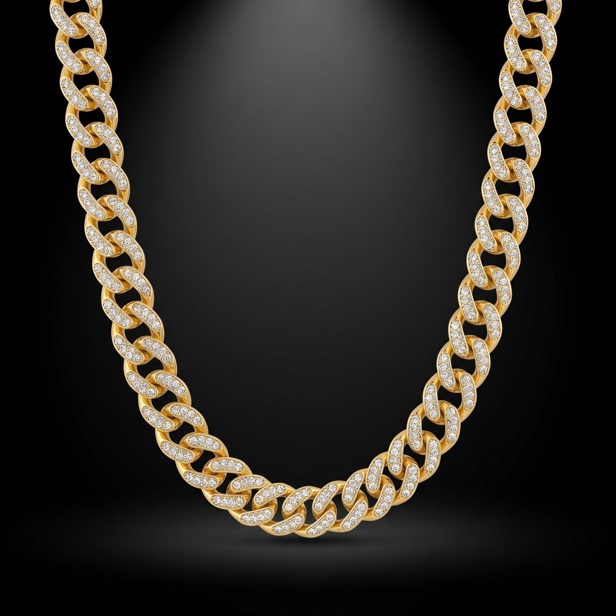 AUREV MEN Iced Cuban Link Necklace – Premium Gold-Plated Statement Chain for Men, Length 20 Inch and width 14 mm