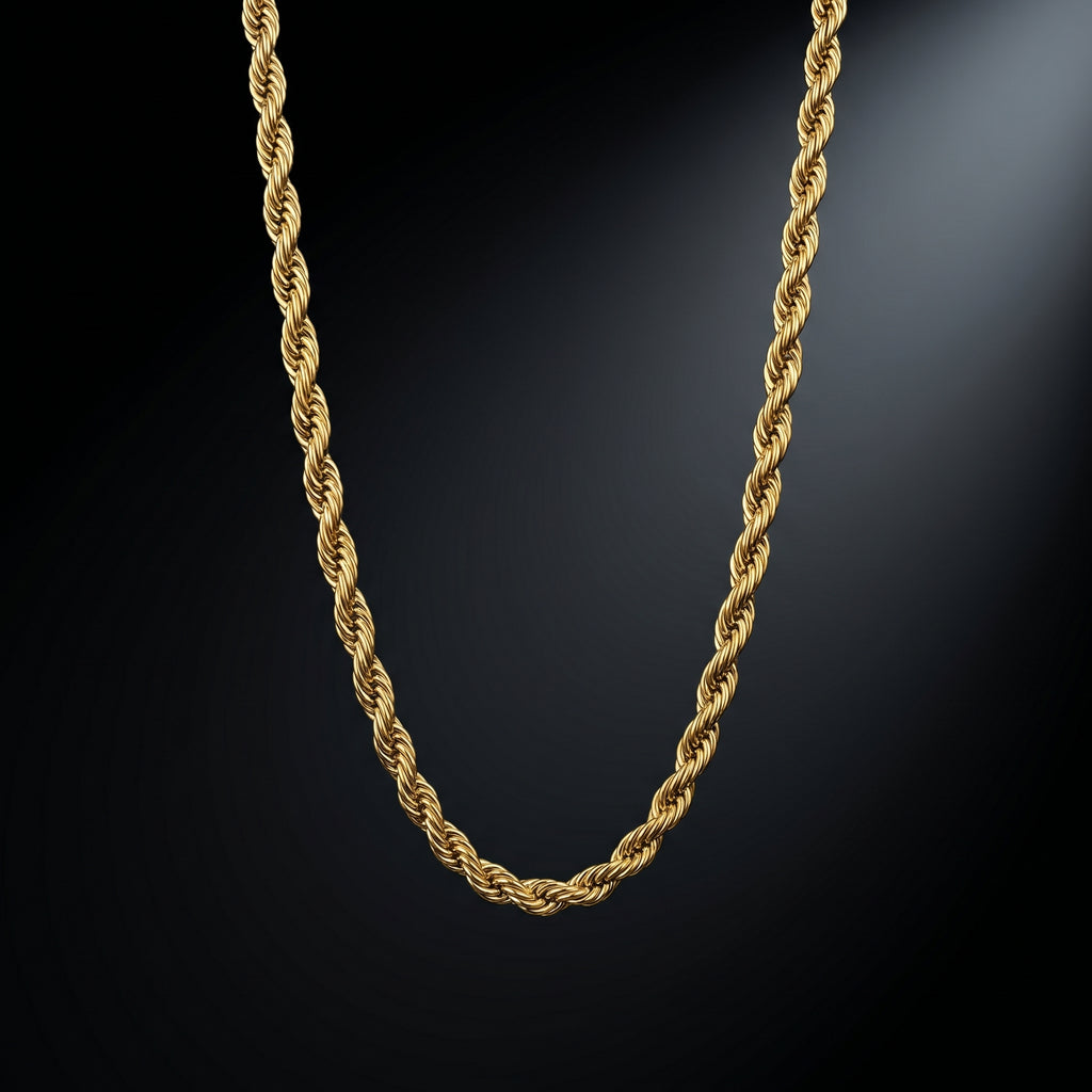AUREV MEN Royal Rope Chain Necklace for Men, 22 Inch and width 4 mm