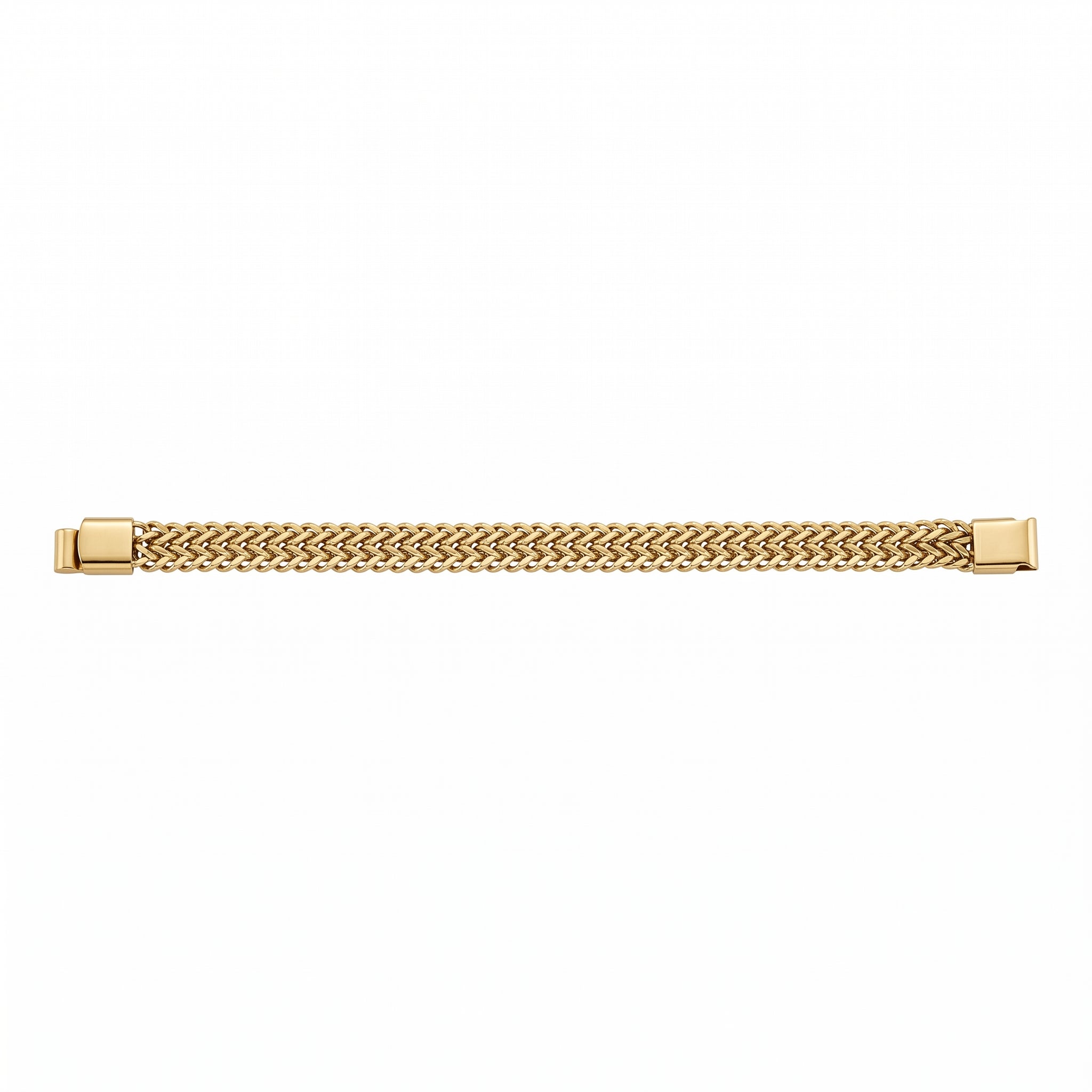 Aurev MEN Gold Plated Stainless Steel Dual Link Chain Bracelet with Magnetic Lock  | Length: 8.5 Inch, Width: 9 mm