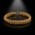 Double Link Pattern , Gold plated Bracelet for Men, 8.5 Inch Length and 12 mm Width
