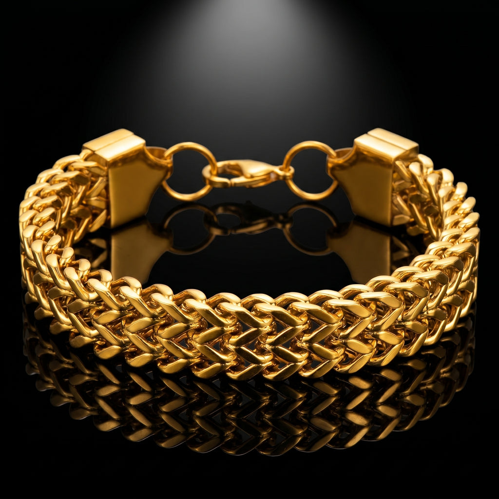Royal Weave Gold-Tone Bracelet, Length 9 inch | Width 12 mm | Weight 45 gram