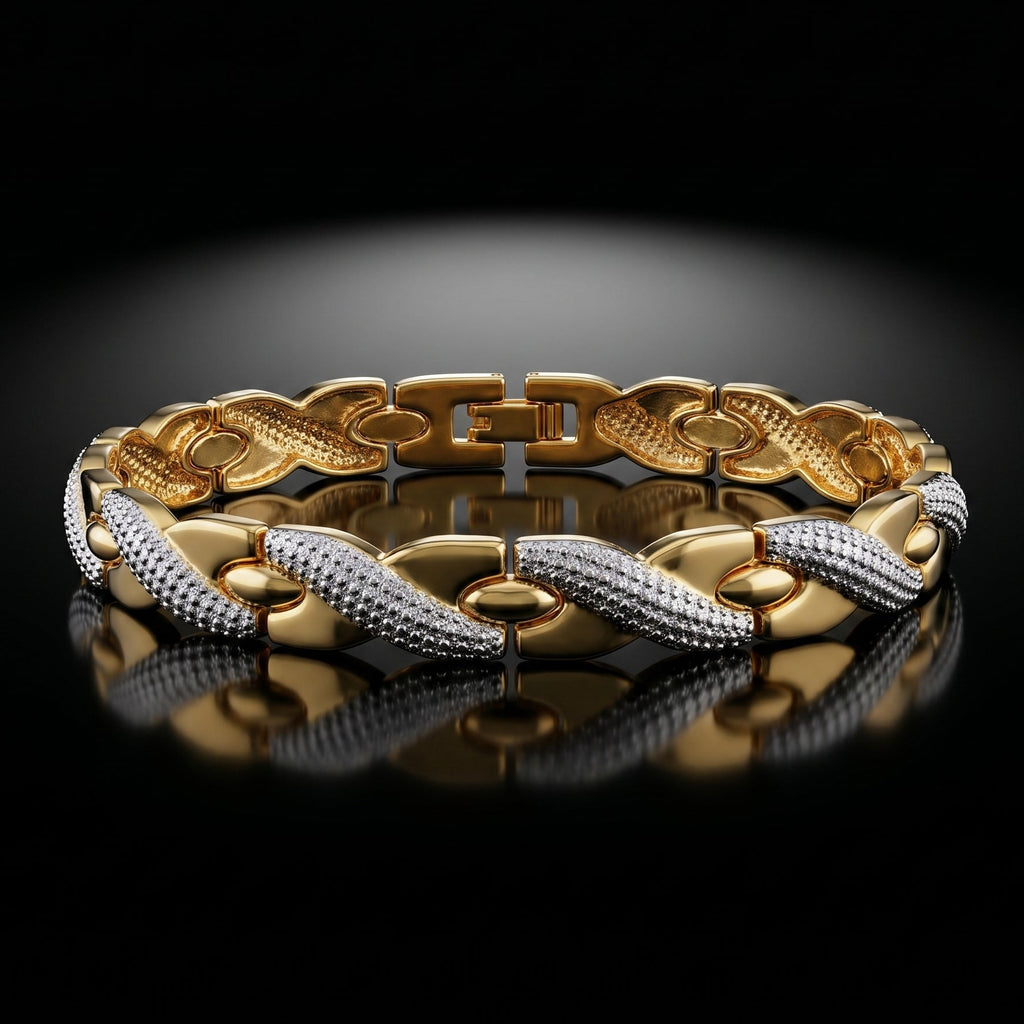 Gold & Silver Dual-Tone Link Bracelet for Men