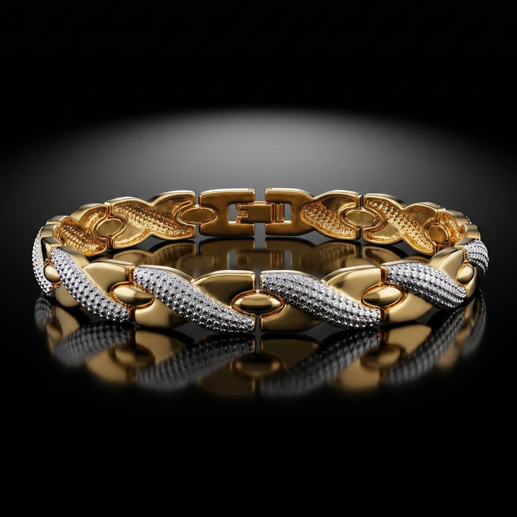 Gold & Silver Dual-Tone Link Bracelet for Men