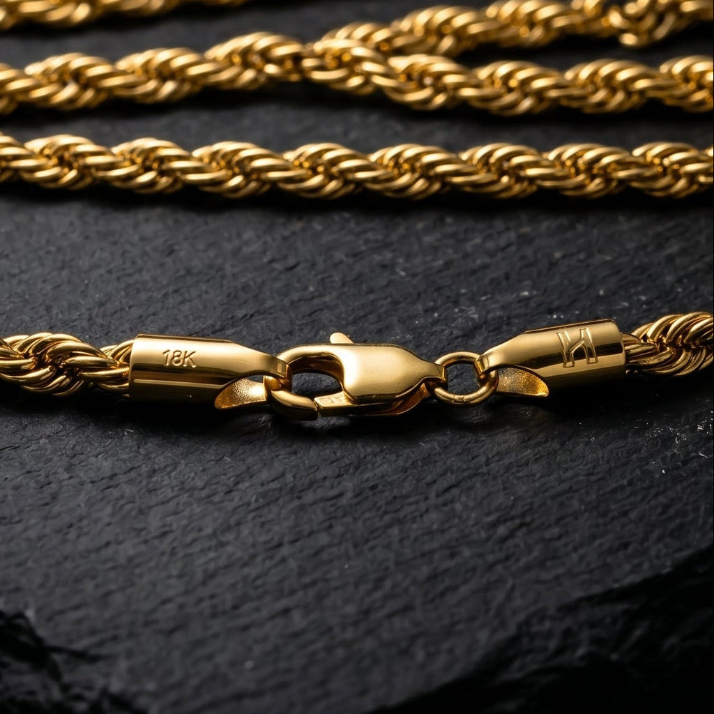 AUREV MEN Royal Rope Chain Necklace for Men, 22 Inch and width 4 mm