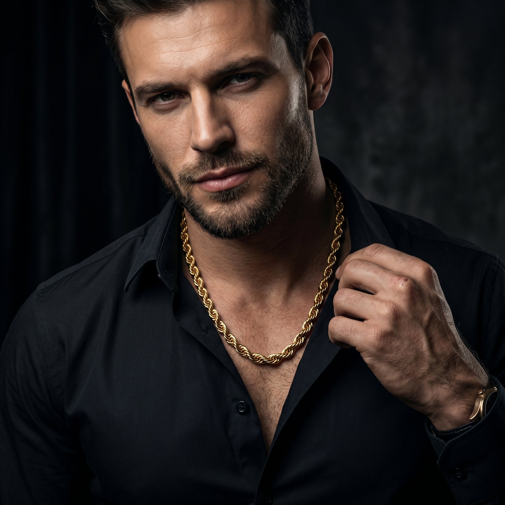 AUREV MEN Royal Rope Chain Necklace for Men, 22 Inch and width 4 mm