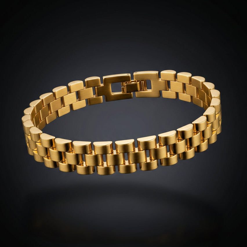 Aurev MEN Premium Gold-Tone Stainless Steel Link Bracelet for Men