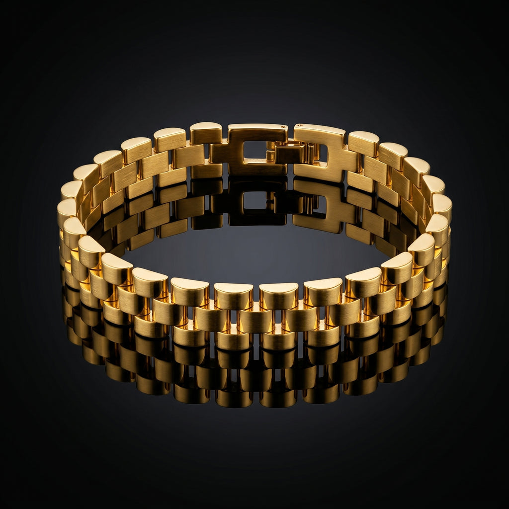 Aurev MEN Premium Gold-Tone Stainless Steel Link Bracelet for Men