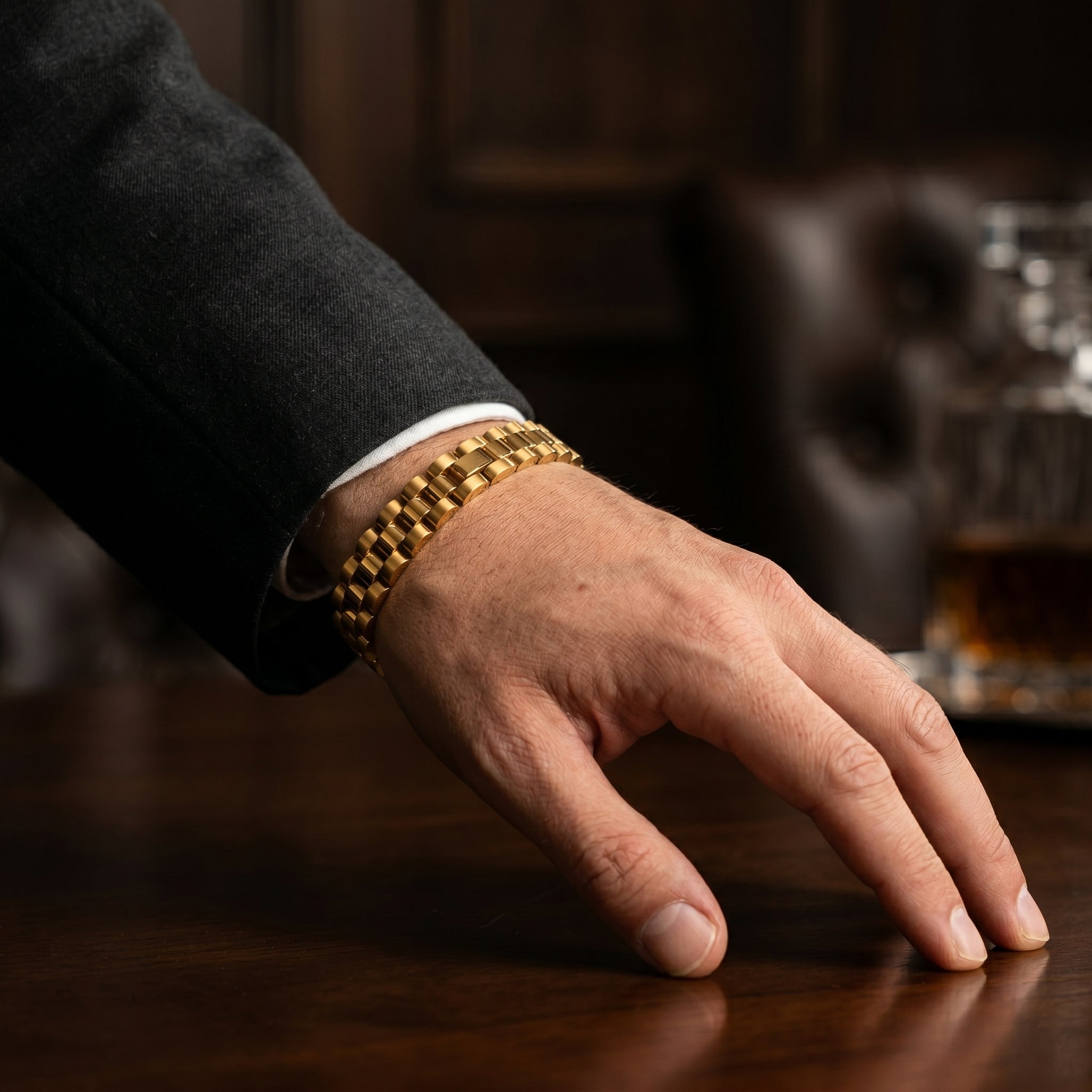 Aurev MEN Premium Gold-Tone Stainless Steel Link Bracelet for Men