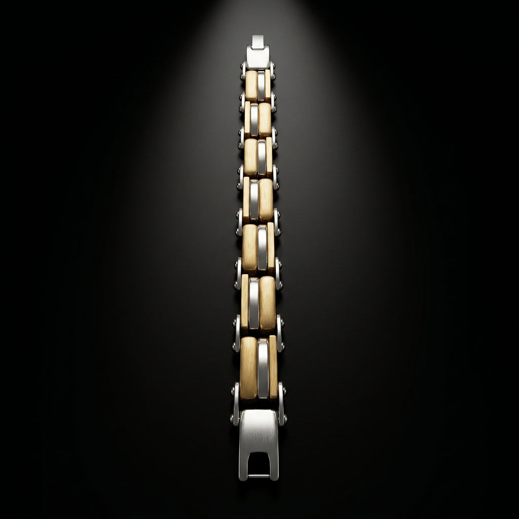 Premium Two-Tone Stainless Steel Bracelet for Men,  Length 8.5 inch | Width 12 mm