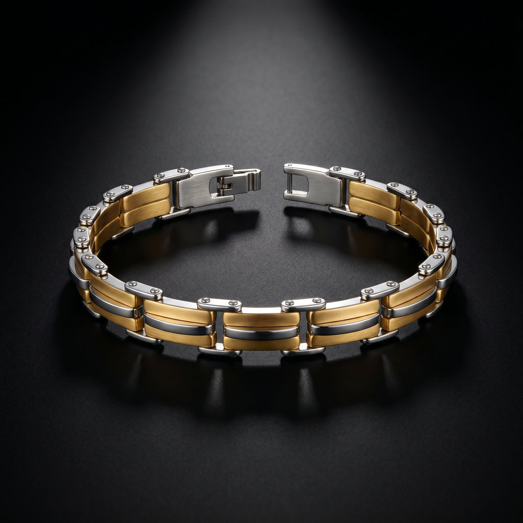 Premium Two-Tone Stainless Steel Bracelet for Men,  Length 8.5 inch | Width 12 mm