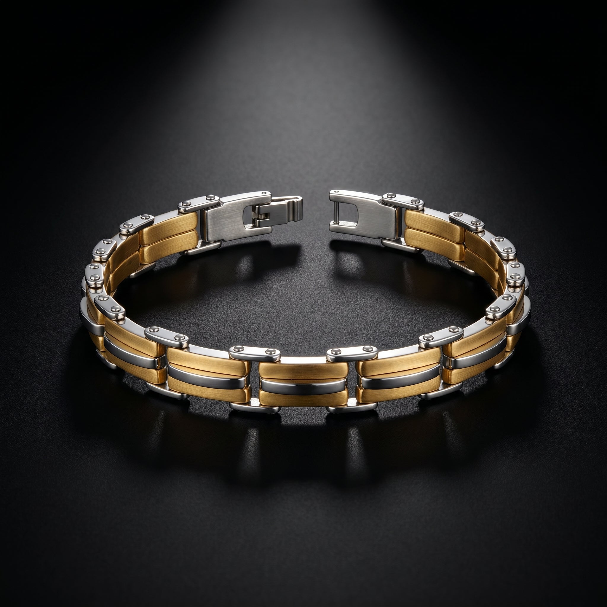 Premium Two-Tone Stainless Steel Bracelet for Men,  Length 8.5 inch | Width 12 mm