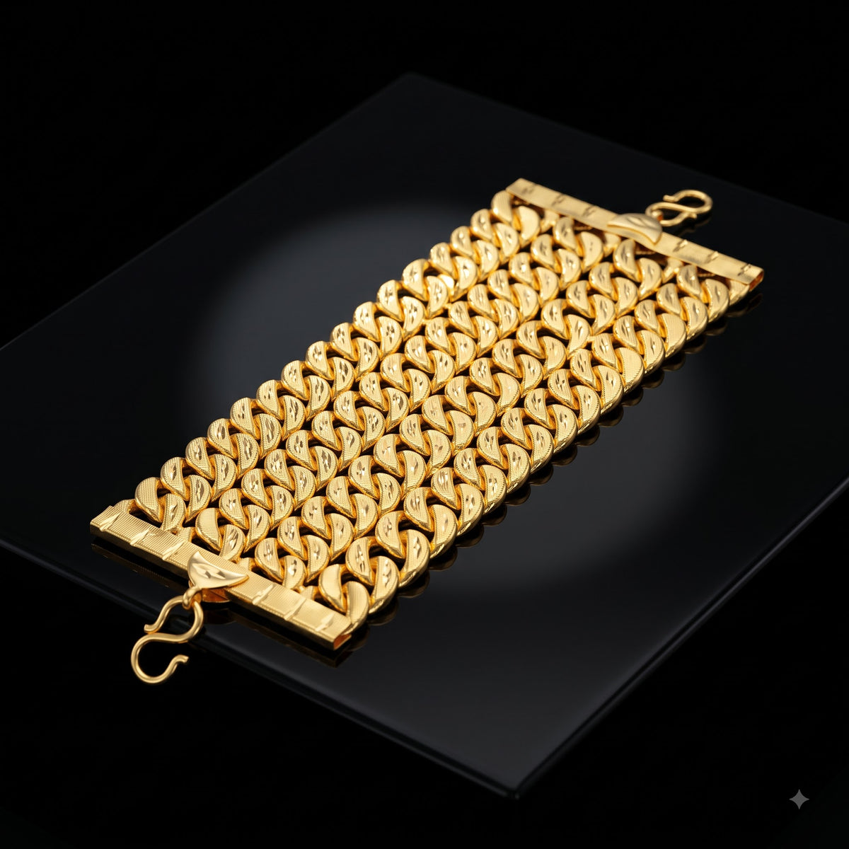 4-Line Diamond-Cut Cuban Link Chain Bracelet | Length 8.5 Inch | Width 7.7 cm | Weight 64 Gram