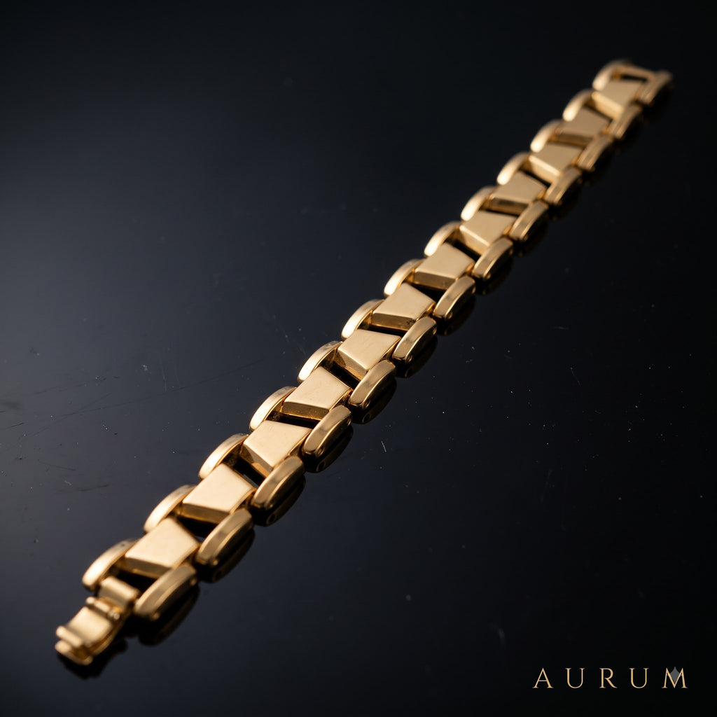 Geometric Textured Link Bracelet | Length 8.3 inch | Width 12 mm