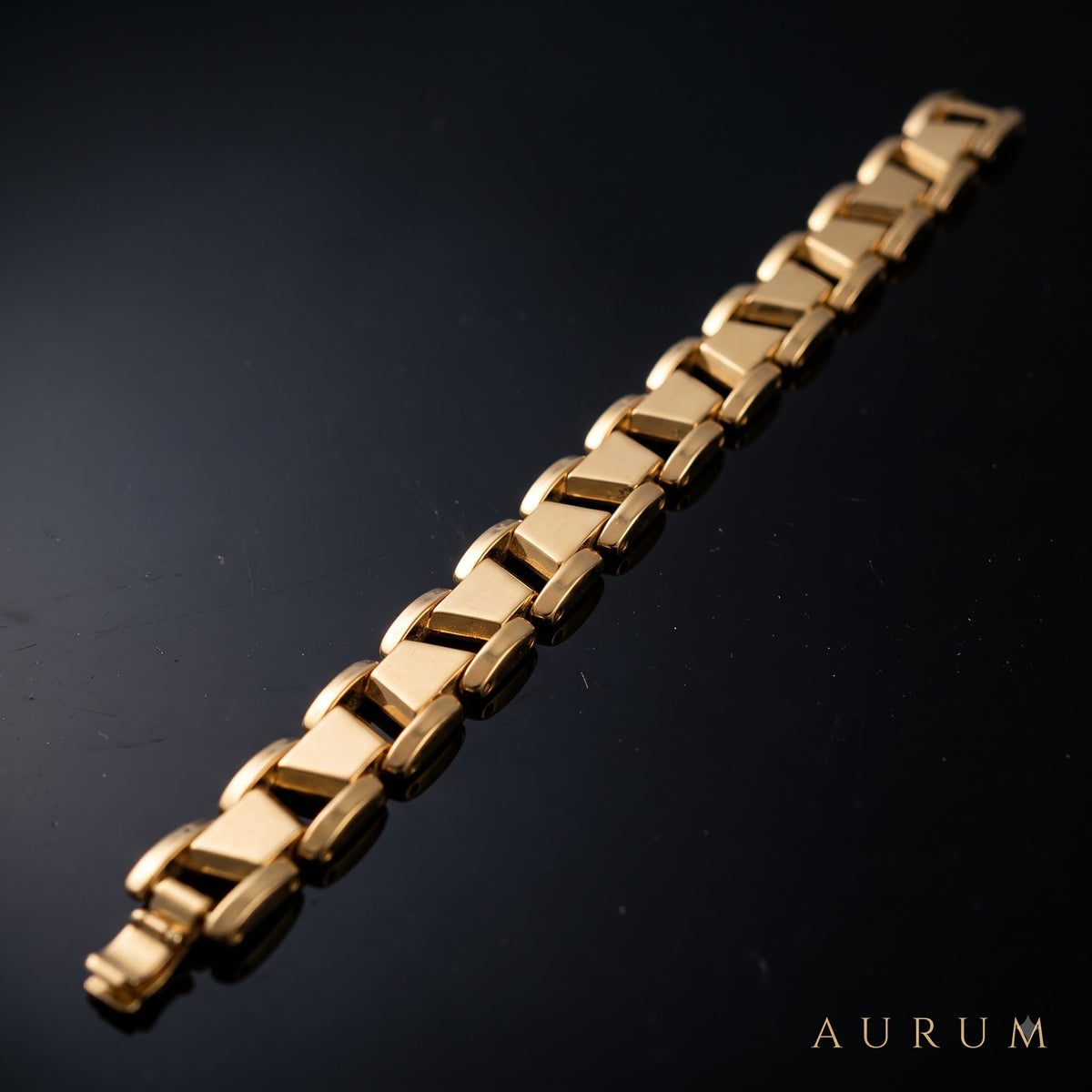 Geometric Textured Link Bracelet | Length 8.3 inch | Width 12 mm