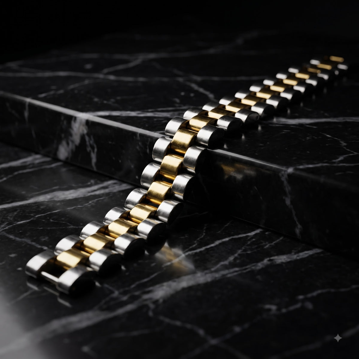Gold & Silver Capsule Link Bracelet | Length 8.3 inch | Width 12 mm