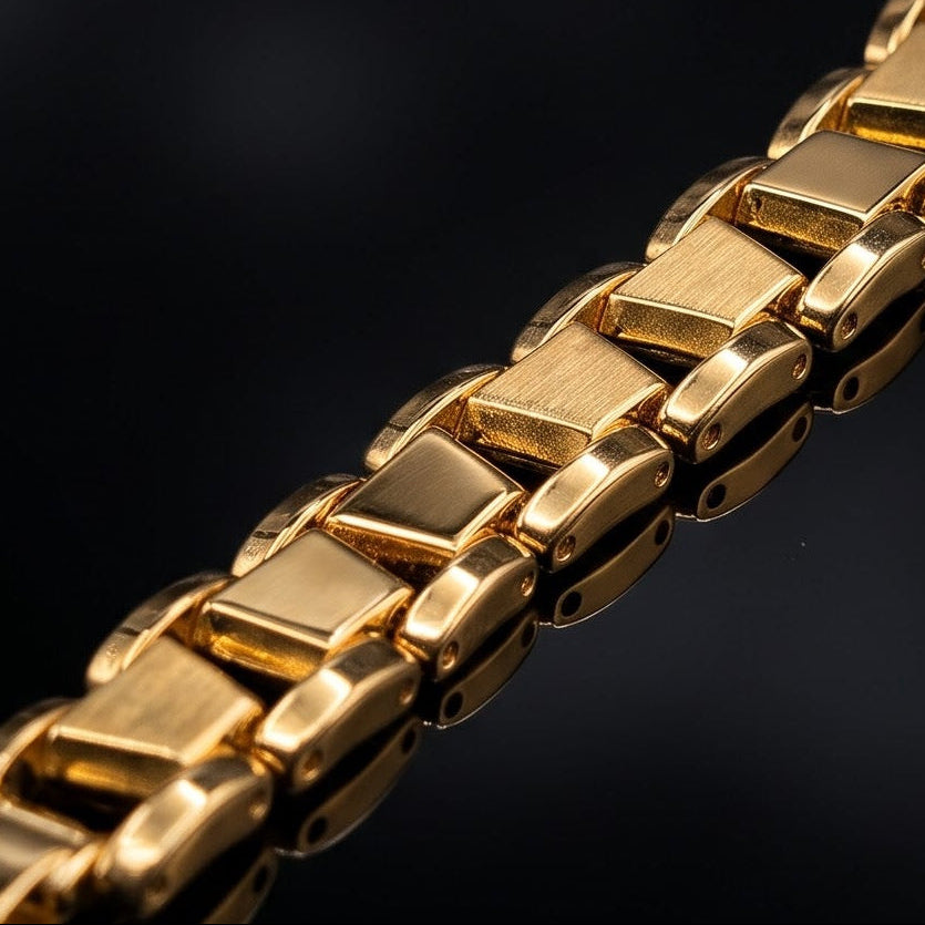 Geometric Textured Link Bracelet | Length 8.3 inch | Width 12 mm