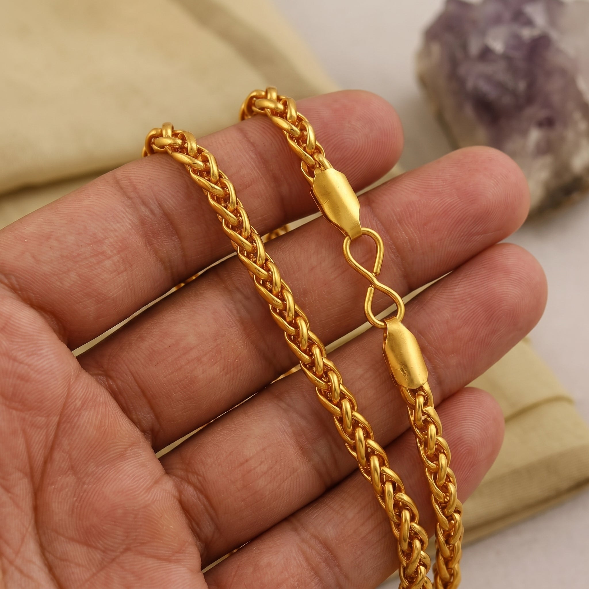 Premium Gold Braided Chain for Men – 22 inch Length and 5 mm width