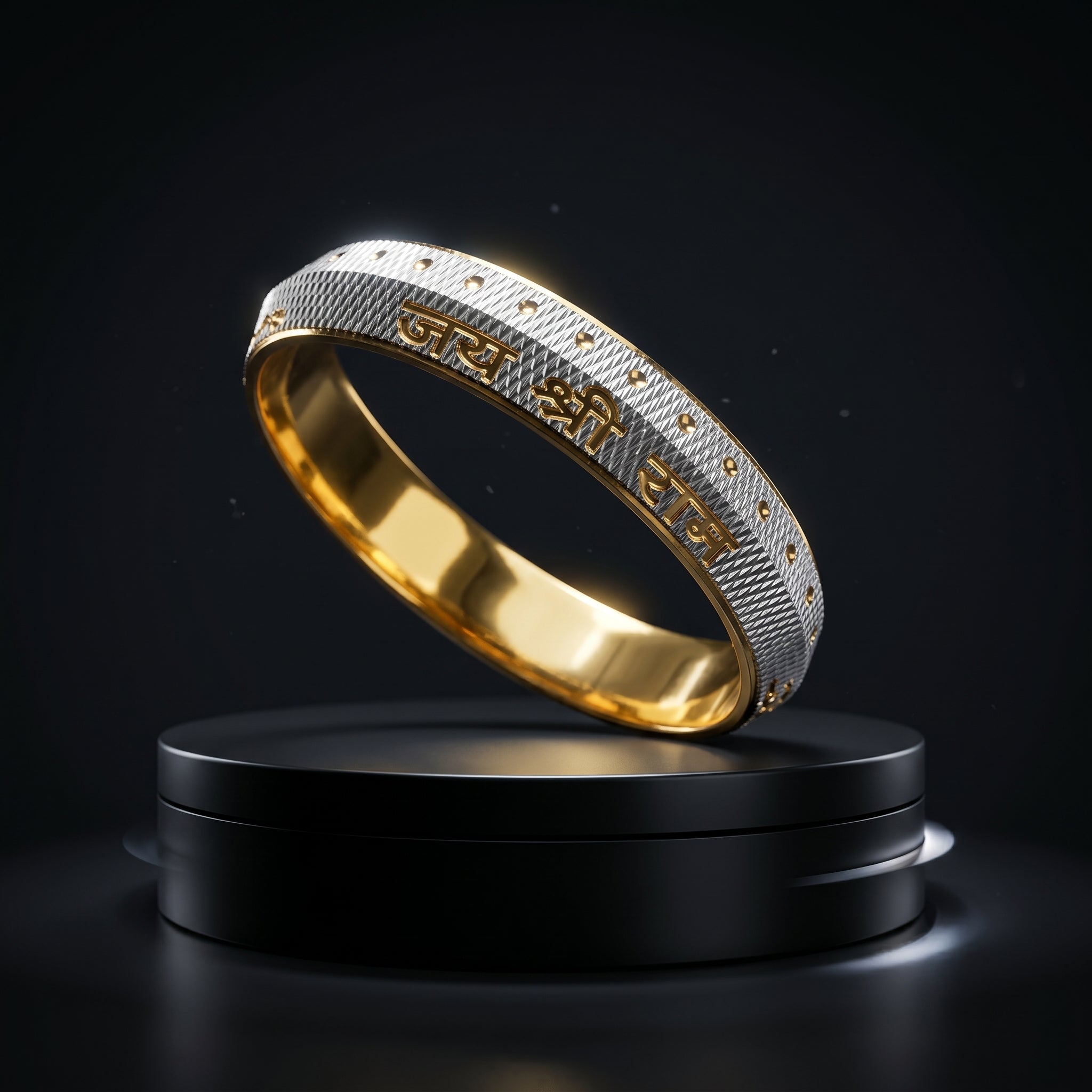Jay Shree Ram Engraved Kada for Men 14mm Width