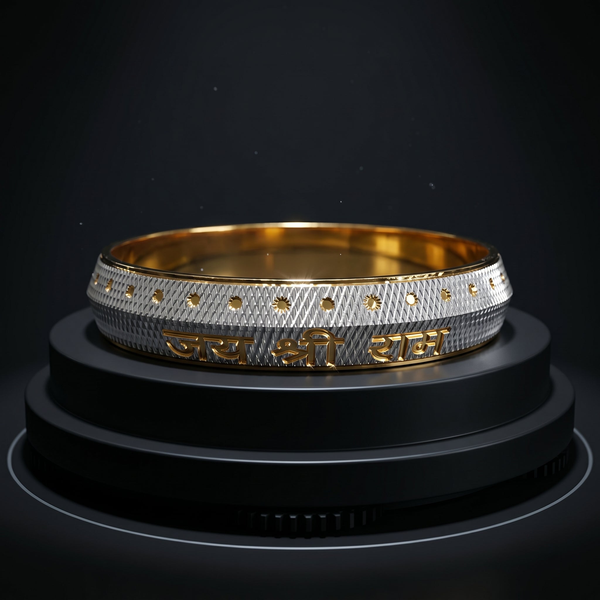 Jay Shree Ram Engraved Kada for Men 14mm Width