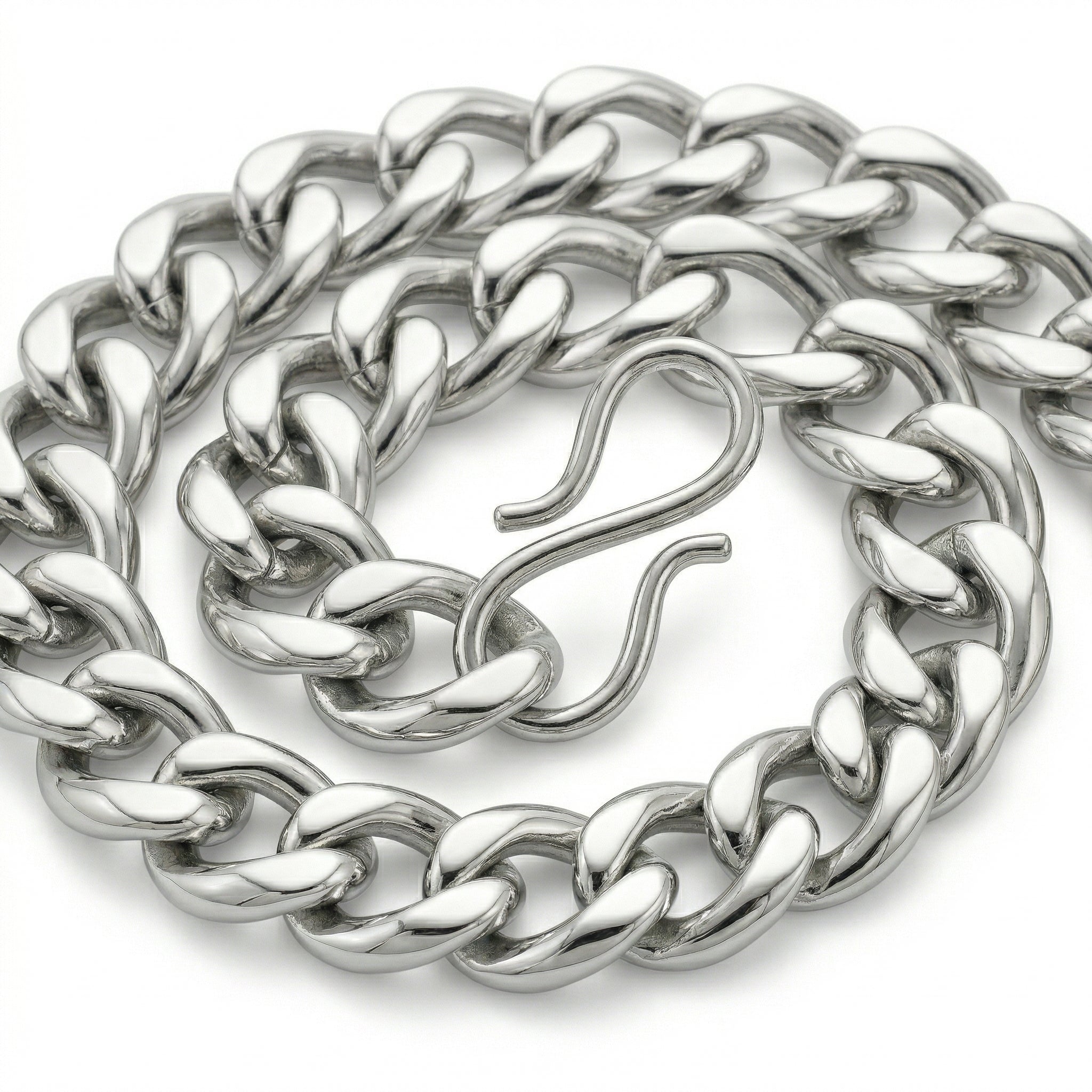 Aurev MEN Stainless Steel Silver Chain Bracelet for Men | 14mm Width | 21.5cm Length | Premium Cuban Link Design