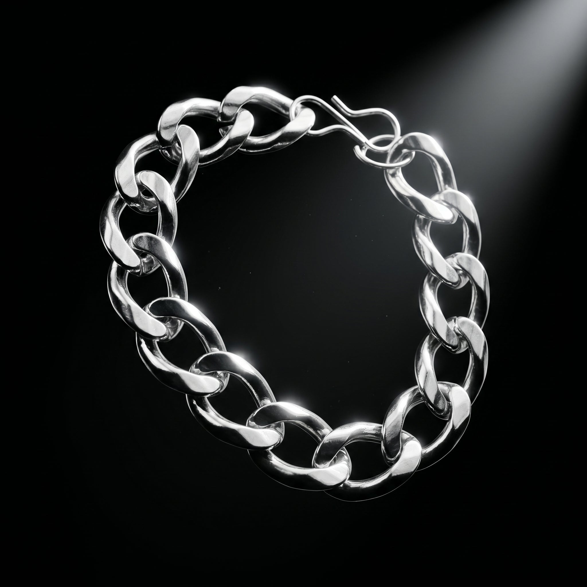Aurev MEN Stainless Steel Silver Chain Bracelet for Men | 14mm Width | 21.5cm Length | Premium Cuban Link Design