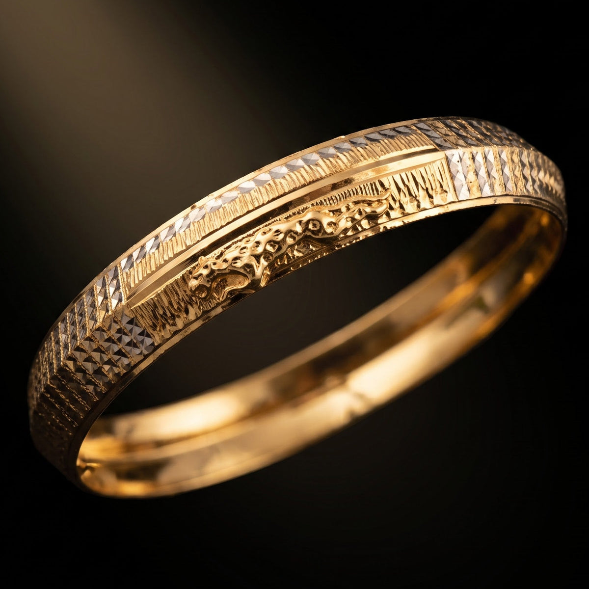 Jaguar Royal Texture Kada | IGB Coating on a Brass base looks 24k Gold