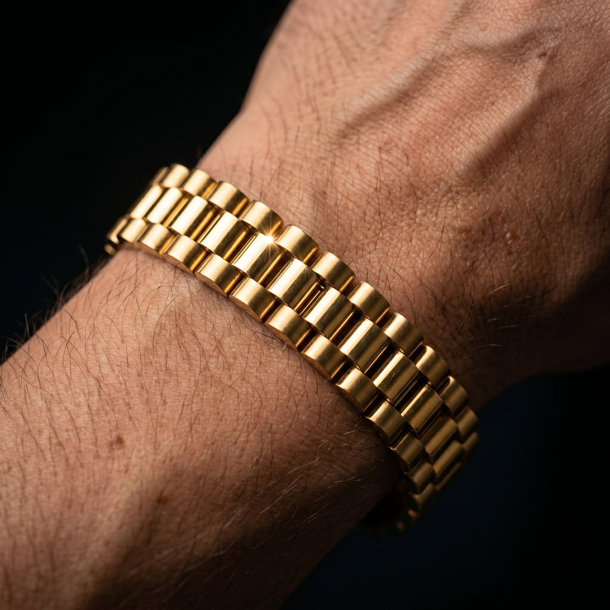 Aurev MEN Premium Gold-Tone Stainless Steel Link Bracelet for Men