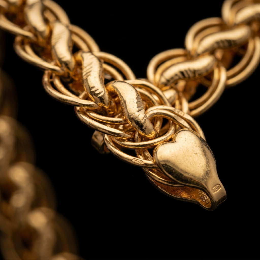 Double Link Pattern , Gold plated Bracelet for Men, 8.5 Inch Length and 12 mm Width