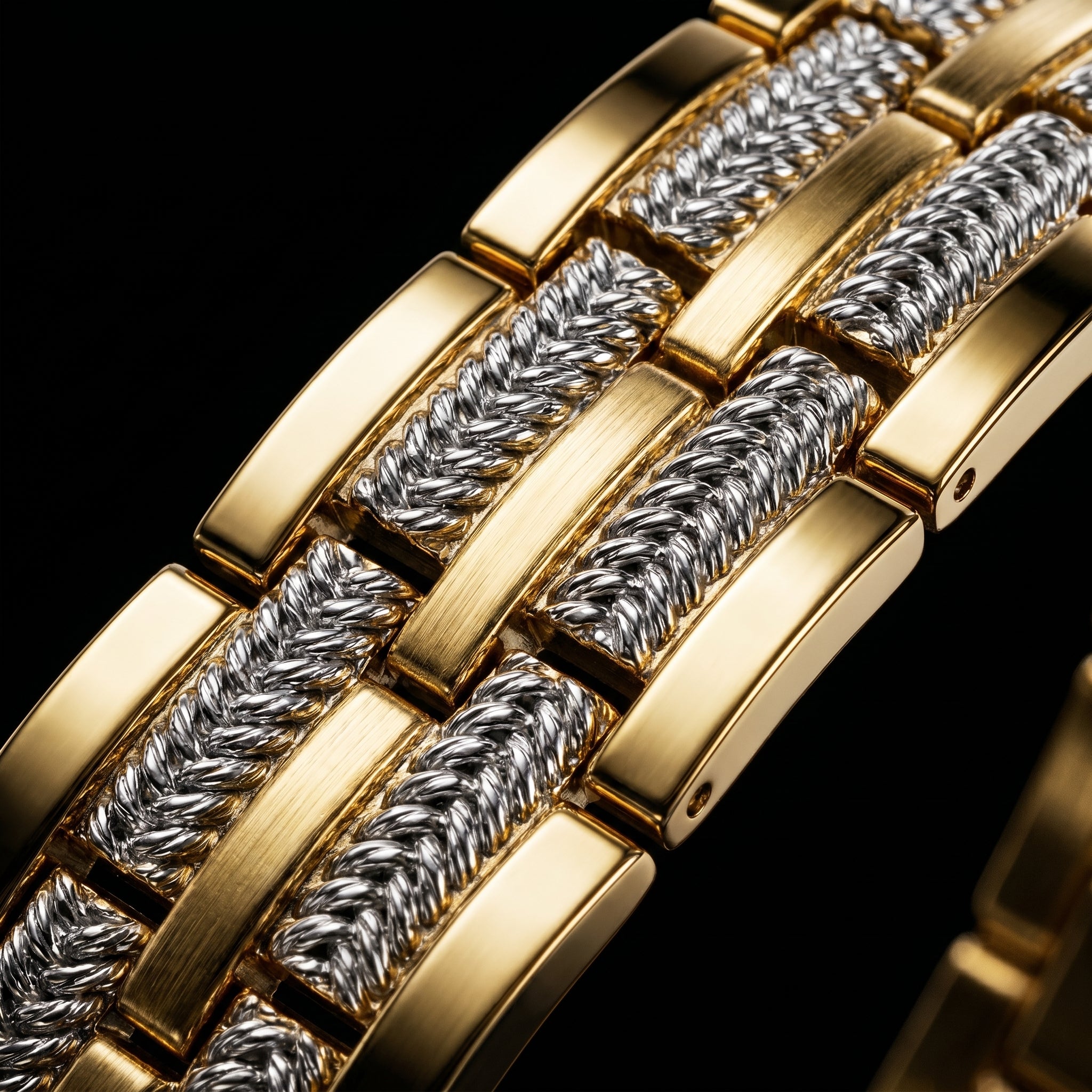 Luxury Dual-Tone Gold & Silver Link Bracelet for Men, Length 8.5 inch | Width 12 mm
