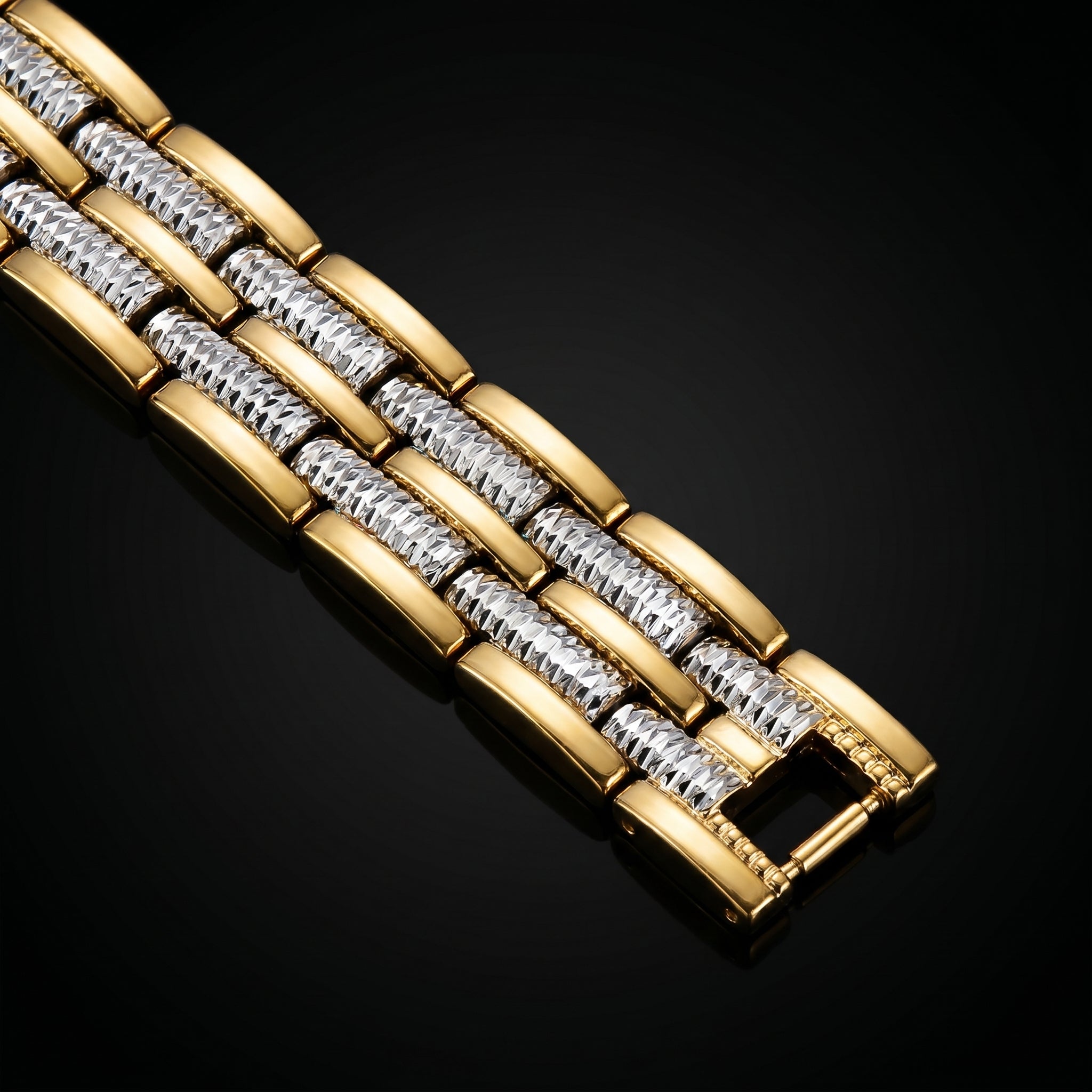 Luxury Dual-Tone Gold & Silver Link Bracelet for Men, Length 8.5 inch | Width 12 mm