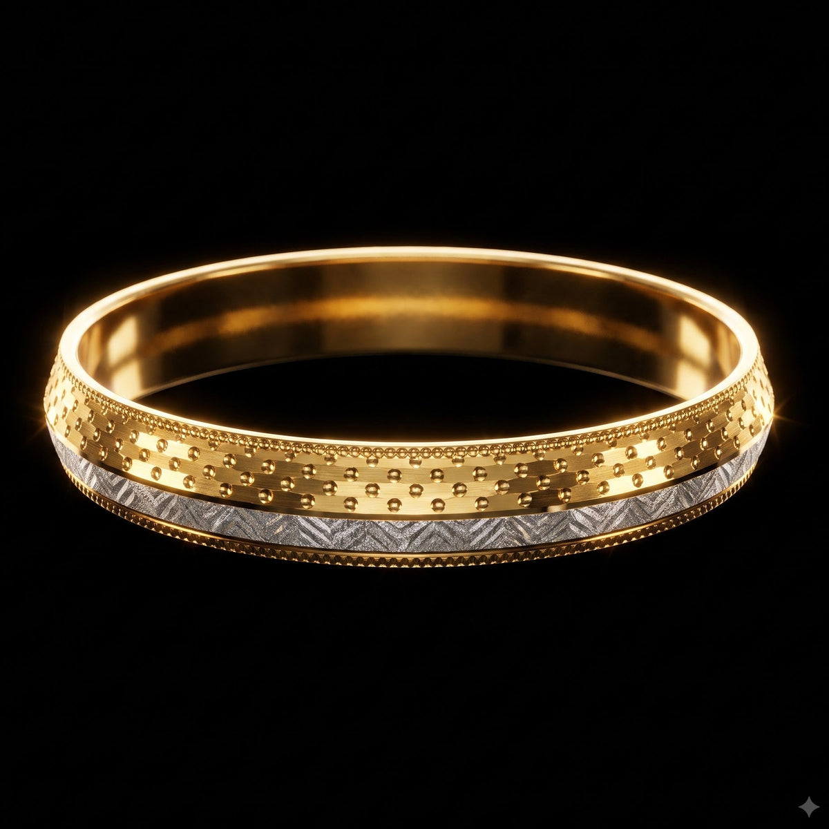 Dual-Tone Dotted Texture Designer Kada for Men