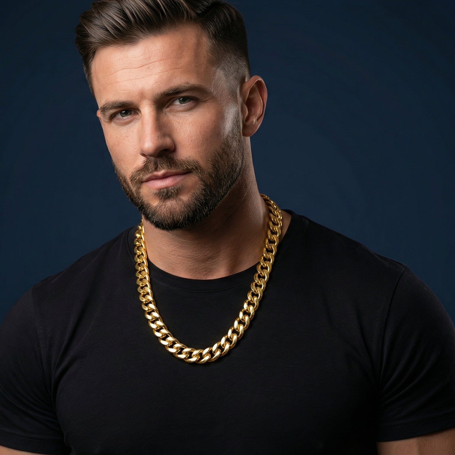 Aurev Men's Gold Plated Cuban Chain Necklace, Width 12 mm | Length 20 inch | Weight 107 gram