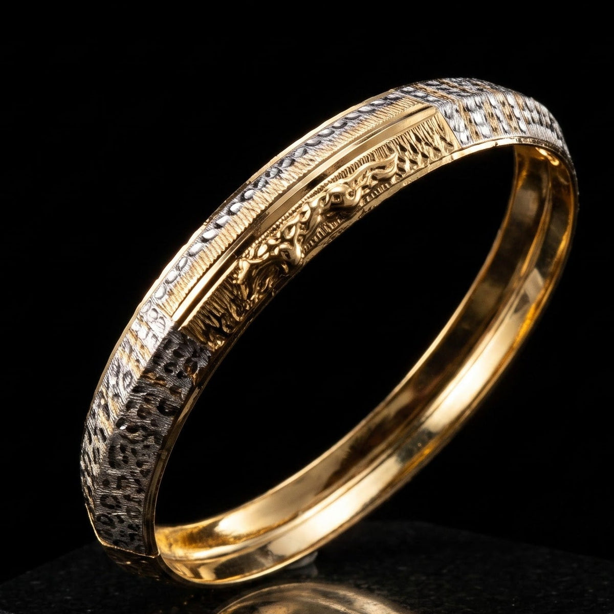 Jaguar Royal Texture Kada | IGB Coating on a Brass base looks 24k Gold