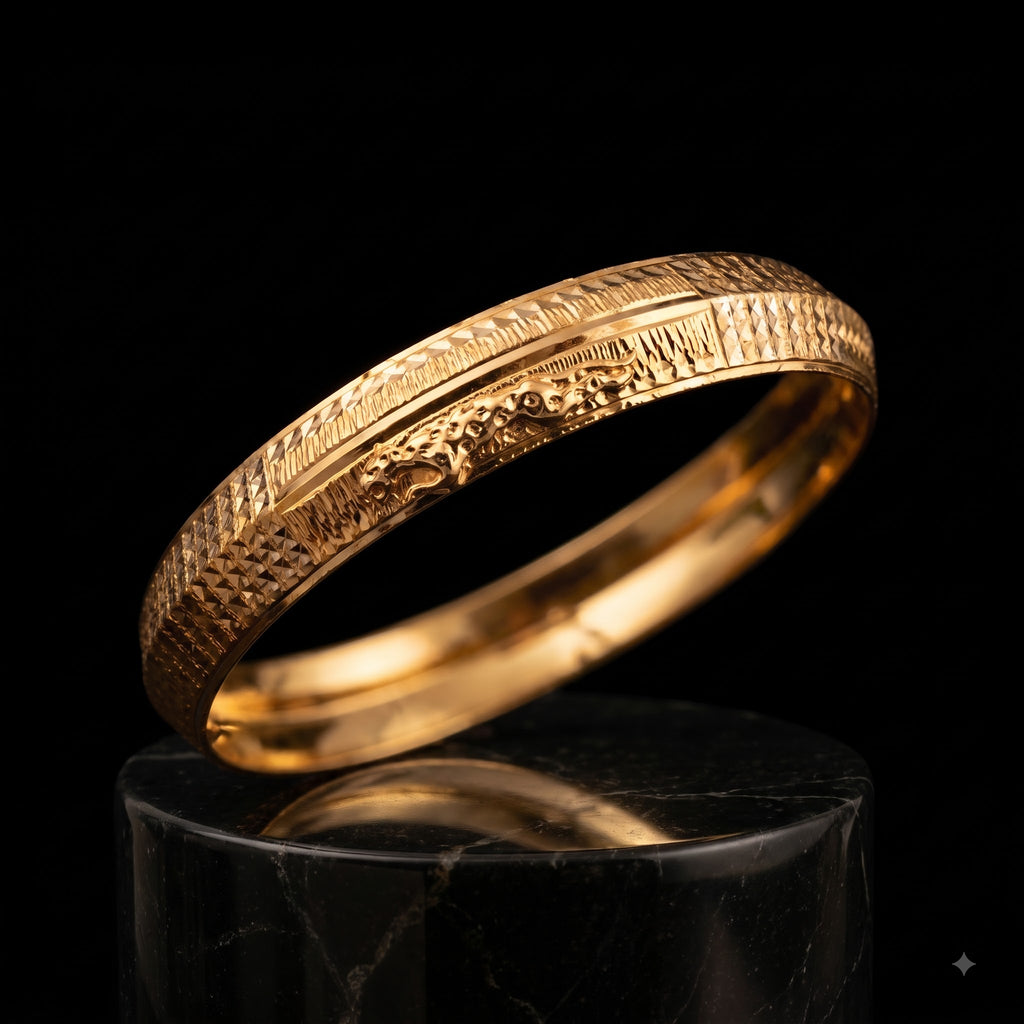 Jaguar Royal Texture Gold tone Kada  | IGB Coating on a Brass base looks 24k Gold
