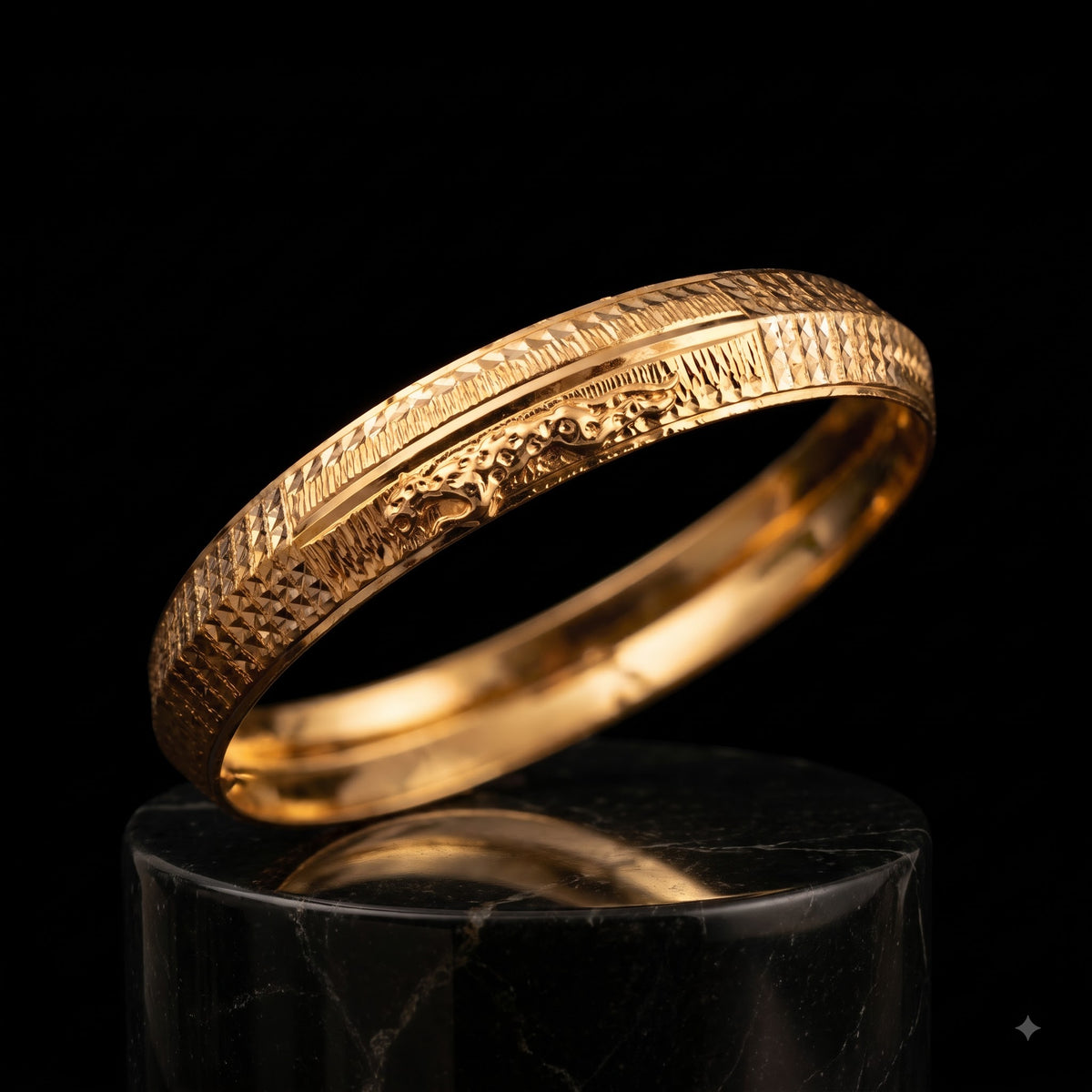 Jaguar Royal Texture Gold tone Kada  | IGB Coating on a Brass base looks 24k Gold