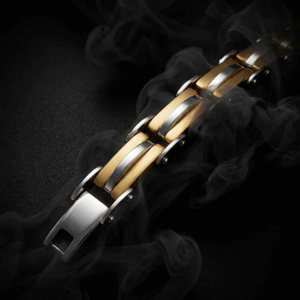 Premium Two-Tone Stainless Steel Bracelet for Men,  Length 8.5 inch | Width 12 mm