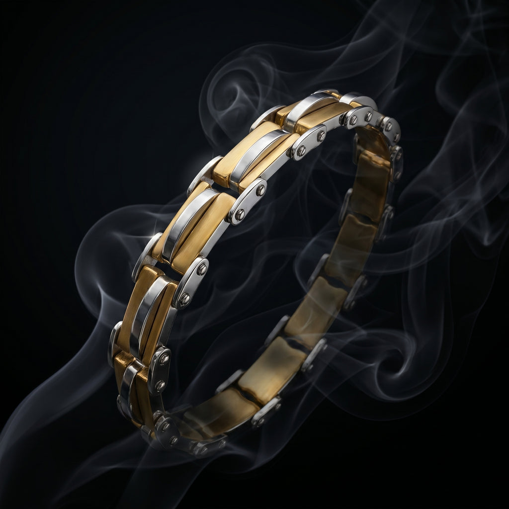 Premium Two-Tone Stainless Steel Bracelet for Men,  Length 8.5 inch | Width 12 mm
