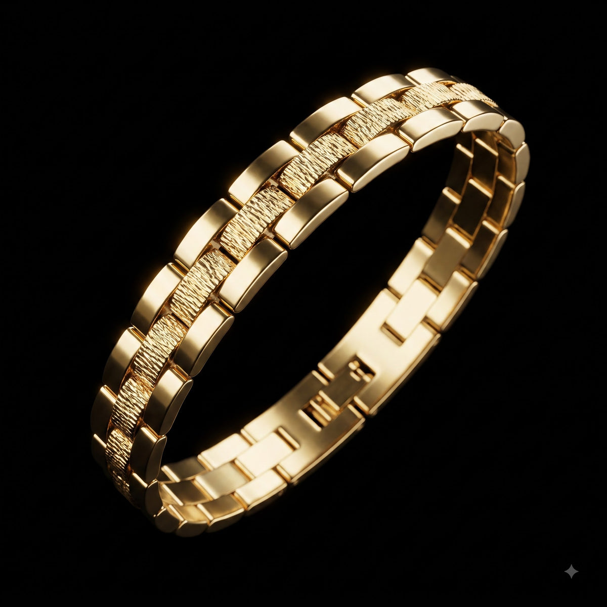 Double Layer Textured Link Bracelet | Length 8.3 inch | Width 12 mm